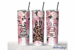Bunny Tumbler PNG Sublimation, Easter Skinny Tumbler Png Product Image 1