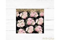 Blush Black Tumbler PNG, Floral SKINNY TUMBLER 20 Oz Product Image 2