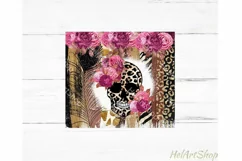 Leopard Skull Tumbler PNG | Boho Tumbler Sublimation Product Image 2