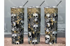 Black And Gold Skull Tumbler |PNG Sublimation Product Image 1