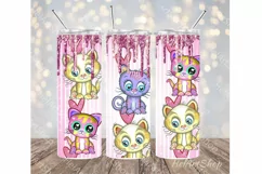 Cute Cats Tumbler Sublimation | Kitten PNG Product Image 1