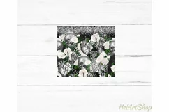 White Flowers Skull Tumbler | Seamless PNG Sublimation Product Image 2