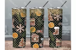 Christmas Cookies Tumbler PNG |Glitter Sublimation PNG Product Image 1