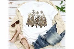 Gold Glitter Christmas Trees Png, Leopard Print Png Product Image 2