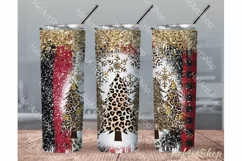 Leopard Print Christmas Trees Tumbler PNG | Sublimation PNG Product Image 1