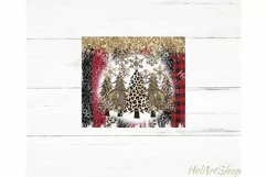 Leopard Print Christmas Trees Tumbler PNG | Sublimation PNG Product Image 2