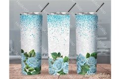 Blue And Gold Floral Tumbler PNG, Bouquets SKINNY TUMBLER Product Image 1