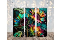 Neon Sunflower Tumbler PNG Sublimation, Skinny Tumbler PNG Product Image 1