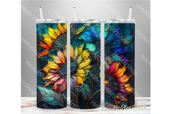 Neon Sunflower Tumbler PNG Sublimation, Skinny Tumbler PNG Product Image 1