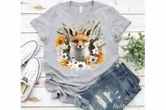 Cute Fox With Flowers PNG, Sublimation PNG Product Image 2