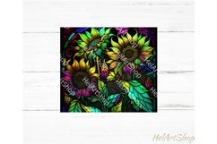 Neon Sunflower Tumbler PNG Sublimation, Skinny Tumbler PNG Product Image 2