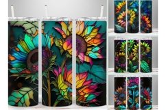 Neon Sunflower Tumbler Bundle PNG, Skinny Tumbler Product Image 1