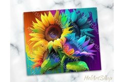 Neon Sunflower Tumbler PNG Sublimation, Skinny Tumbler PNG Product Image 2
