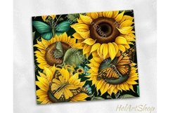 Sunflower And Butterfly PNG Sublimation, Skinny Tumbler Png Product Image 2