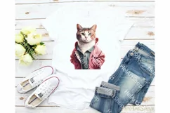 Cat Wearing Pink Jacket Png, Sublimation Png Product Image 1
