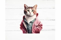 Cat Wearing Pink Jacket Png, Sublimation Png Product Image 2