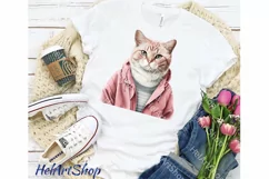 Cat Wearing Pink Jacket Png, Sublimation Png Product Image 1