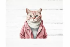 Cat Wearing Pink Jacket Png, Sublimation Png Product Image 2