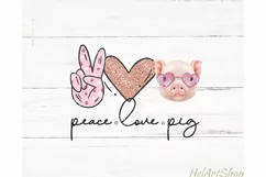 Peace Love Pig PNG, Sublimation PNG, Pig Lover PNG Product Image 1