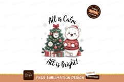 Festive polar bear with Christmas tree and gifts holiday Product Image 1