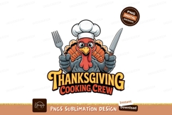 Chef turkey holding fork and knife cooking Product Image 1