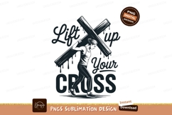 Woman carrying wooden cross religious symbol image Product Image 1