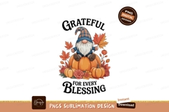 Gnome pumpkin fall leaves floral image Thankful blessed pump Product Image 1
