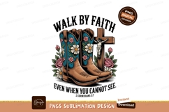 Floral Boots Cross Faith SUBLIMATION cowboy Product Image 1