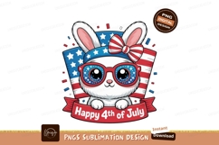 Patriotic bunny wearing sunglasses and bow rabbit american Product Image 1