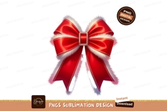 Festive red ribbon bow with white trim SUBLIMATION Product Image 1