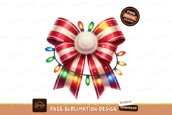 Festive striped bow with Christmas lights SUBLIMATION Product Image 1