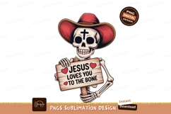 Skeleton cowboy with religious message cross sign Product Image 1