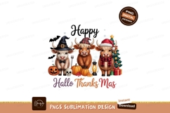 Festive highland cows celebrating holidays halloween Product Image 1