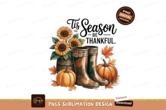 Autumn Boots Sunflowers Pumpkins Leaves image Product Image 1
