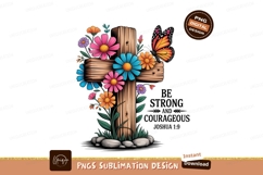 Wooden cross vibrant flowers butterfly nature Product Image 1