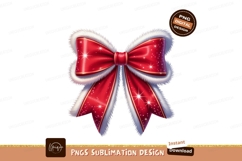 Red festive bow with white trim ribbon Product Image 1