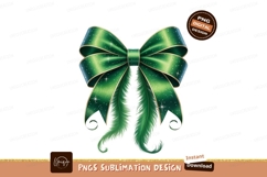 Emerald ribbon bow with feathered tails decoration Product Image 1