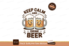 Happy beer mugs keep calm drink beer cartoon Product Image 1