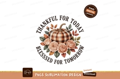 Plaid pumpkin roses thankful blessed flowers leaves Product Image 1
