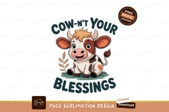 Cute cow sitting on grass with text calf animal Product Image 1