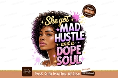 Woman with curly hair and motivational text black pink Product Image 1