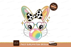 Cute bunny with bubblegum and heart glasses rabbit Product Image 1