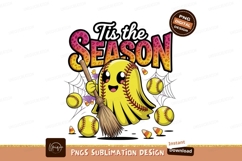 Softball ghost with broom and candy corn image Product Image 1