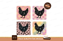 Black chicken patterned backgrounds white pink Product Image 1