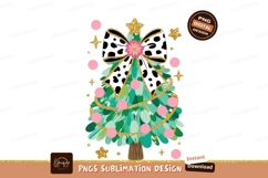 Festive green tree with pink ornaments and gold accents Product Image 1