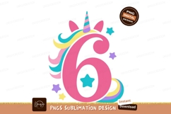 Unicorn number six with stars birthday celebration Product Image 1