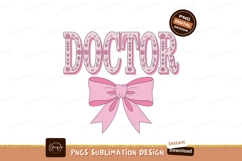 Pink doctor text with floral accents and bow image Product Image 1