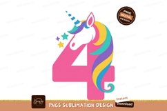 Pink unicorn number four with stars image Product Image 1
