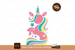 Pink unicorn with colorful mane and stars horse fantasy Product Image 1