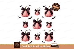 Pink pumpkins black bows bats image Product Image 1